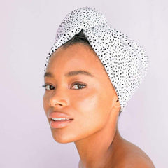 Microfiber Hair Towel - B+W Dots